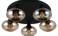 Divina Plafond 5-delad E14 matt svart/bärnsten