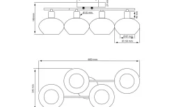 Elba Plafond 60cm Krom/Opalvit IP44