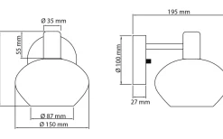 Elba Vägglampa Matt Mässing/Opalvit IP44