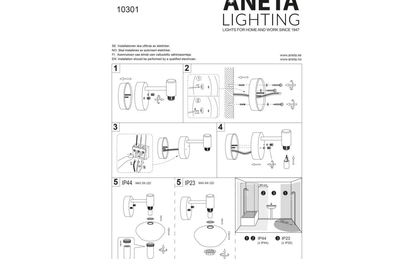 Elba Vägglampa Matt Mässing/Opalvit IP44