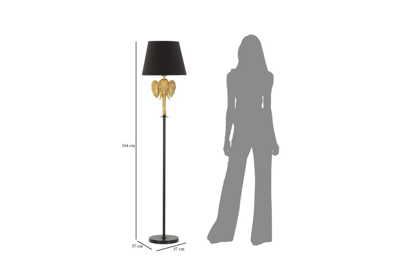 Elephant Golvlampa Elefant 164cm Guld/Svart