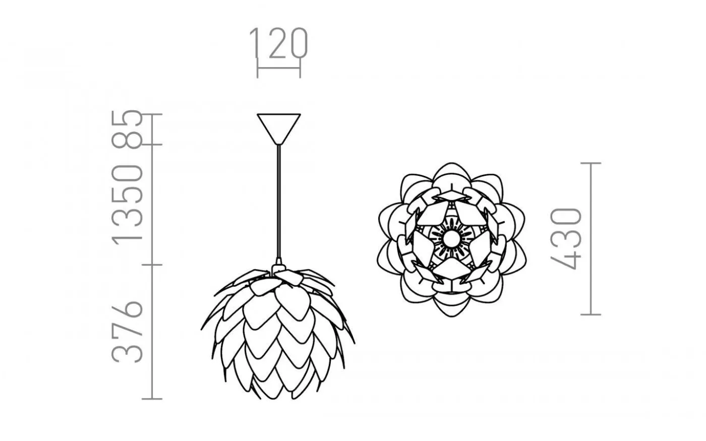 Encombre Taklampa Kopparfolie 43cm E27