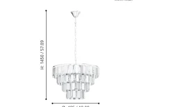 Erseka Taklampa Kristall 49cm Krom