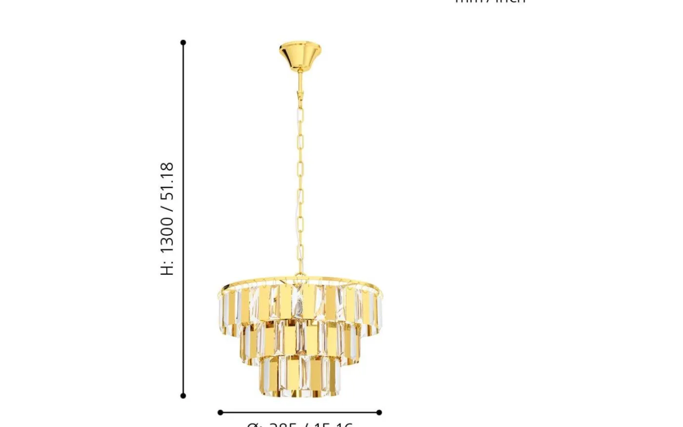 Erseka Taklampa Kristall 39cm Mässing