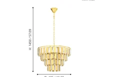 Erseka Taklampa Kristall 49cm Mässing