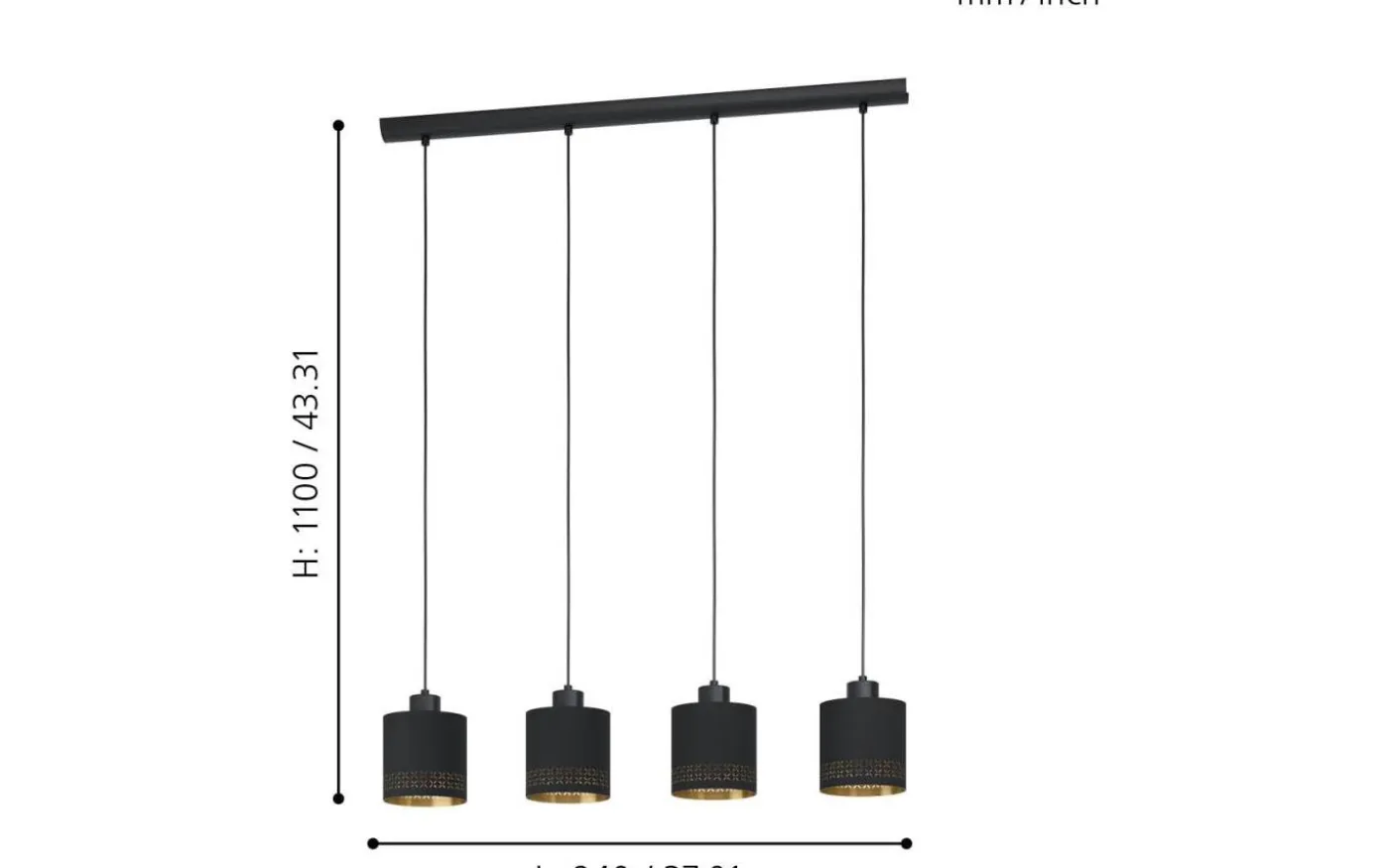 Esteperra Taklampa 94cm Svart