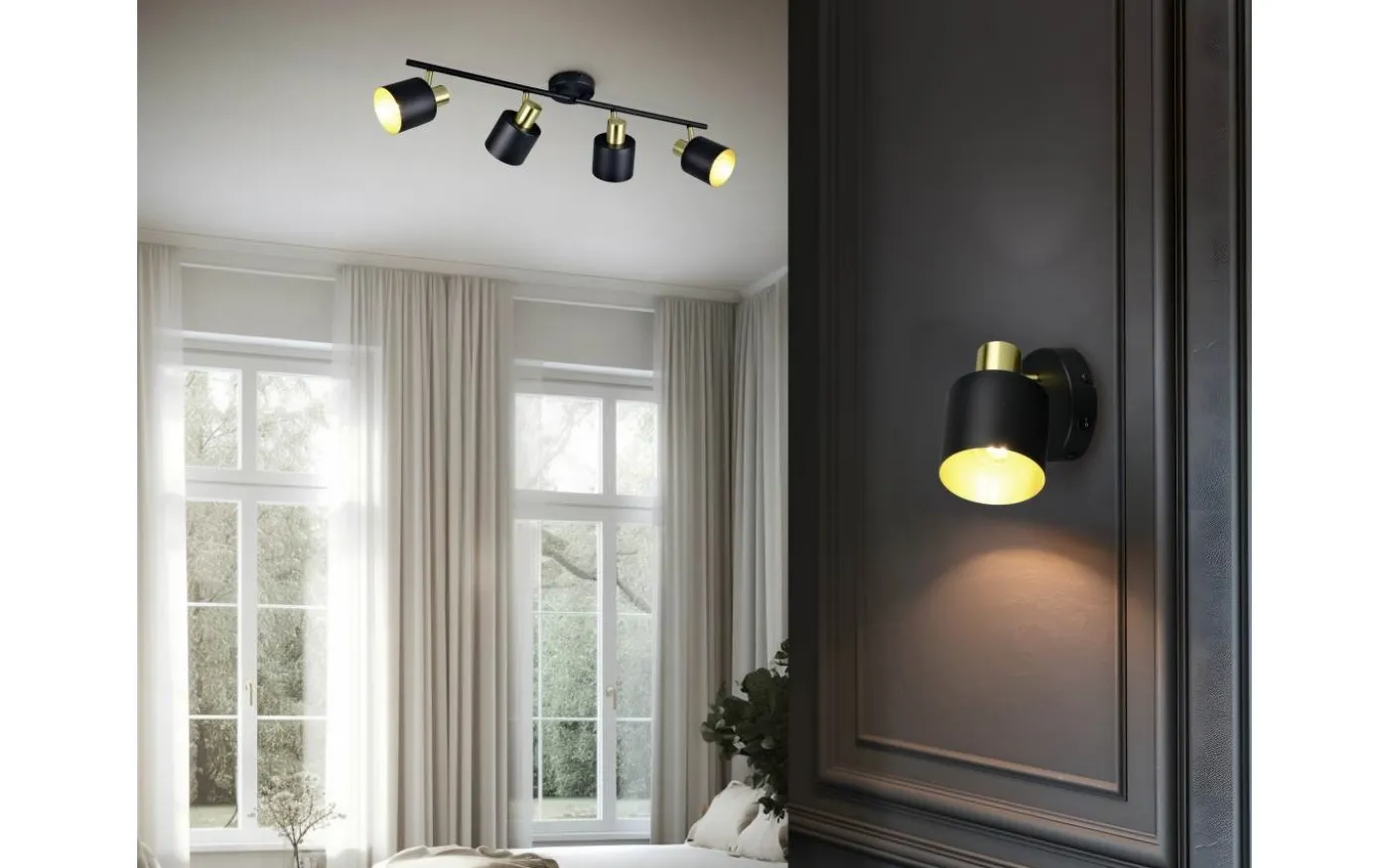 Eva Spotlight 4-delad E14 svart/guld