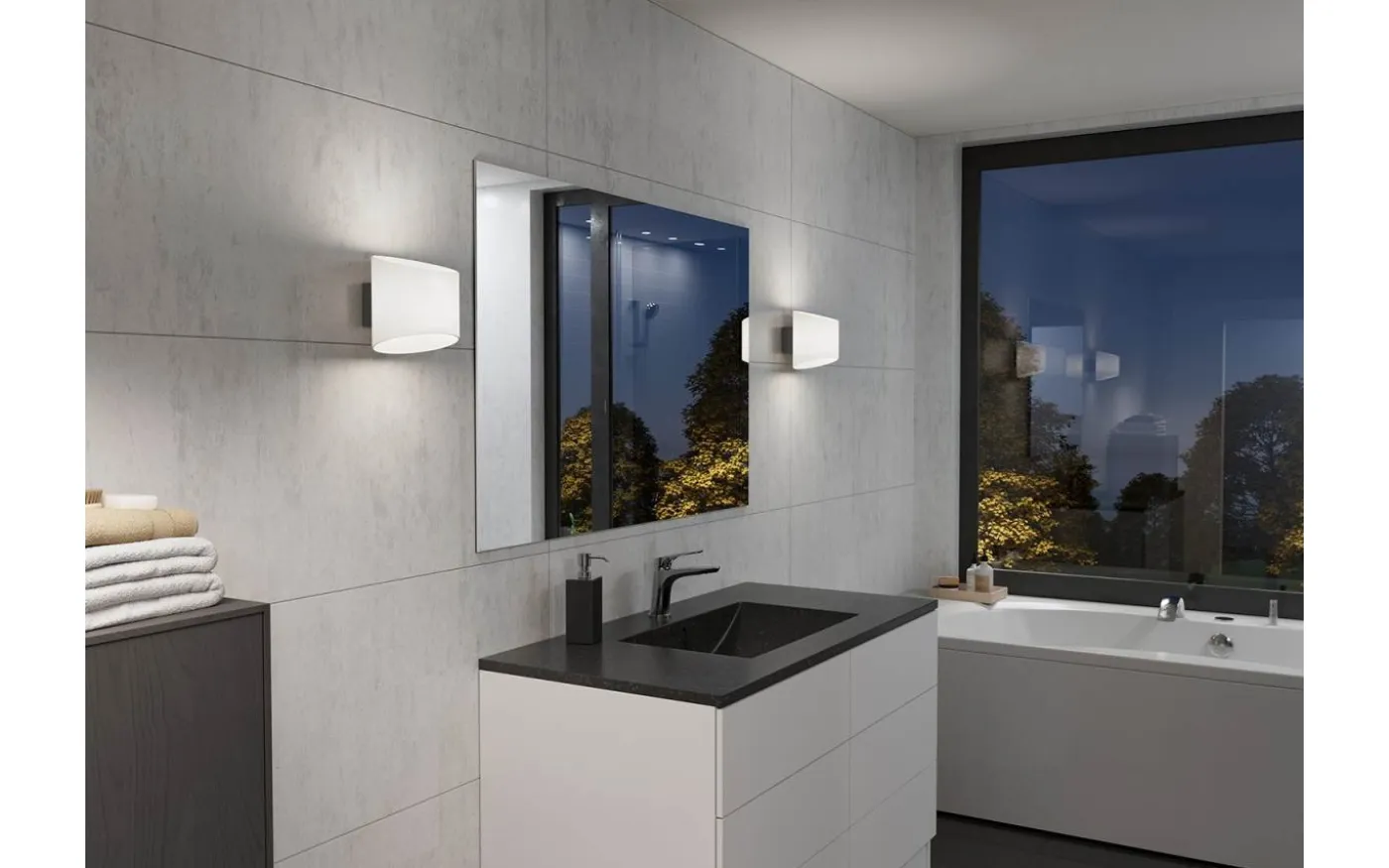 Evoke Vägglampa Oval Antracit/Opalglas IP44