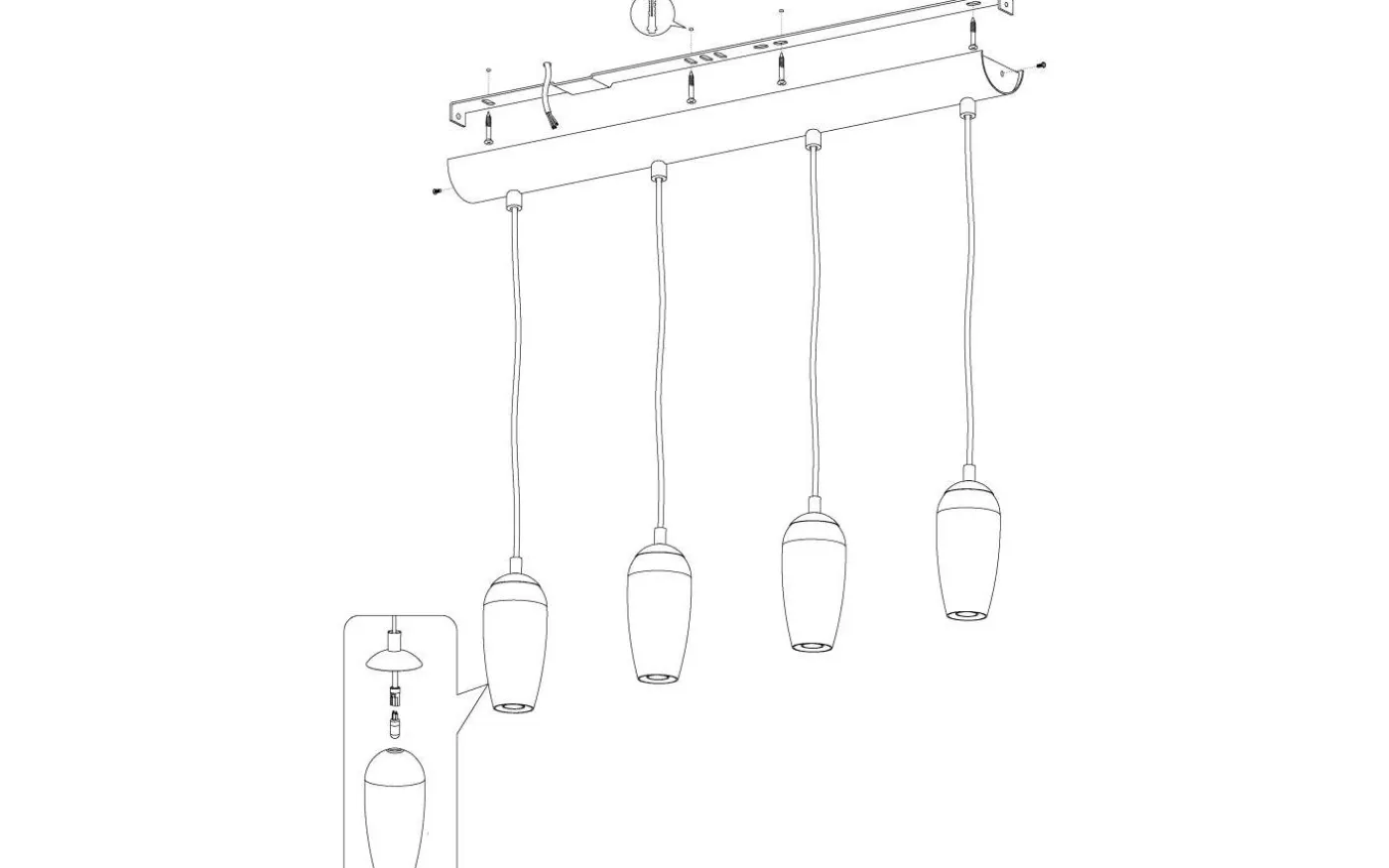 Farsala Taklampa 98cm G9 LED 3000K 4x3W Nickel