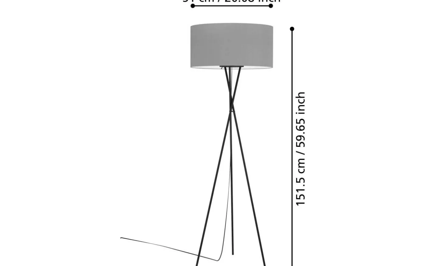 Fondachelli Golvlampa 152cm Svart/Grå