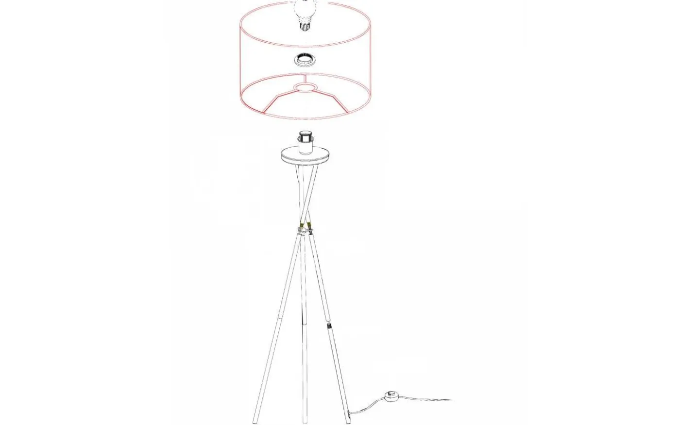 Fondachelli Golvlampa 152cm Nickel/Vit