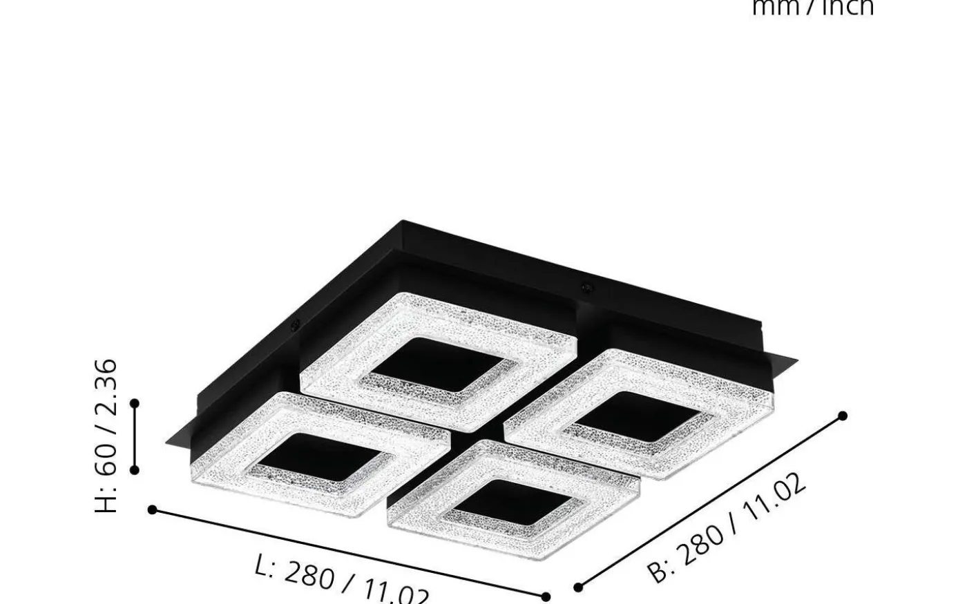 Fradelo Plafond 28cm LED 3000K 16W Svart