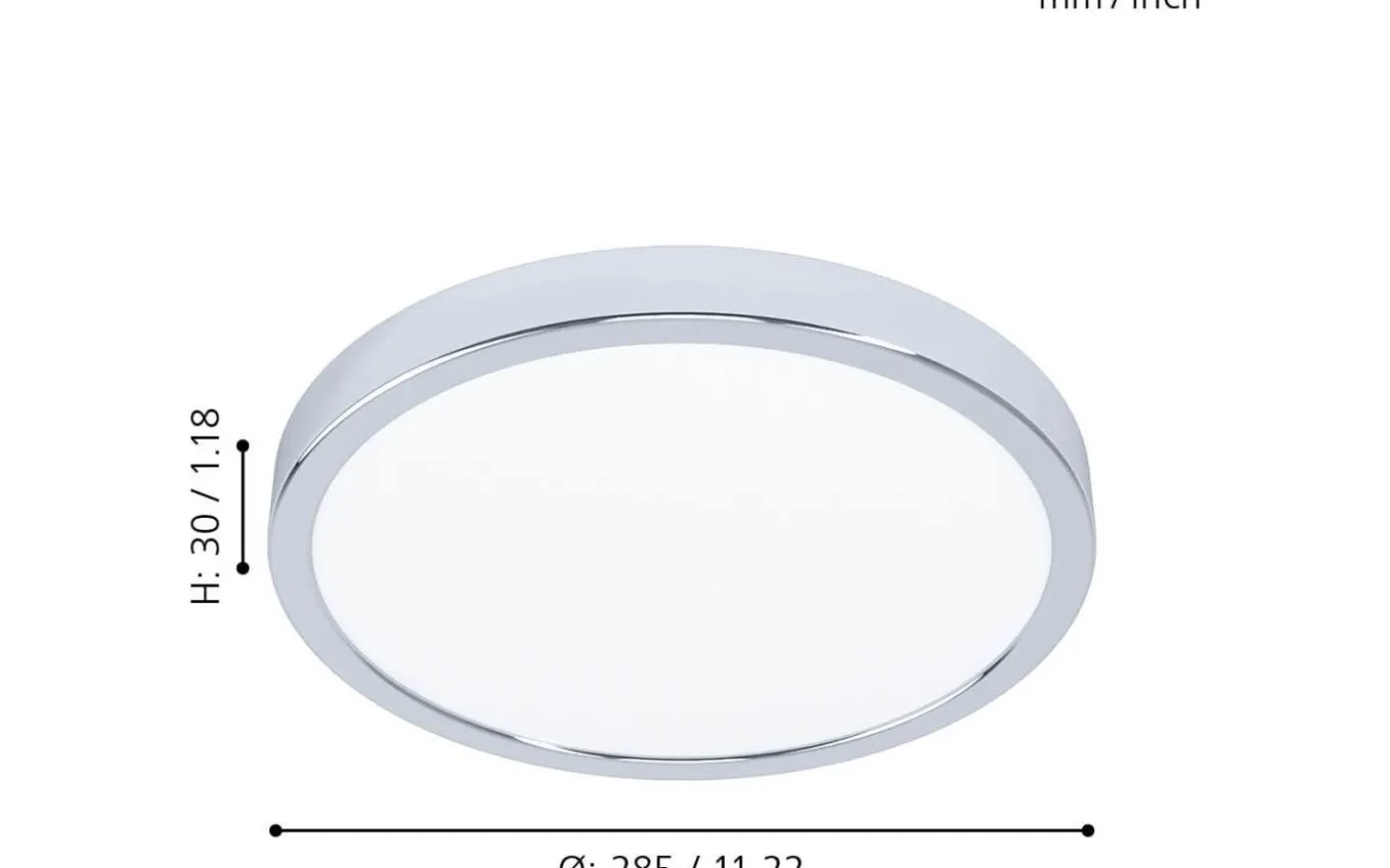 Fueva 5 Plafond 29cm LED 3000K 20,5W Krom IP44