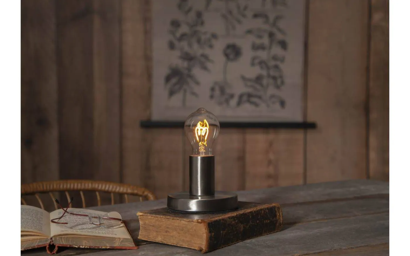 Glans Bordslampa 8,5cm Borstat Stål