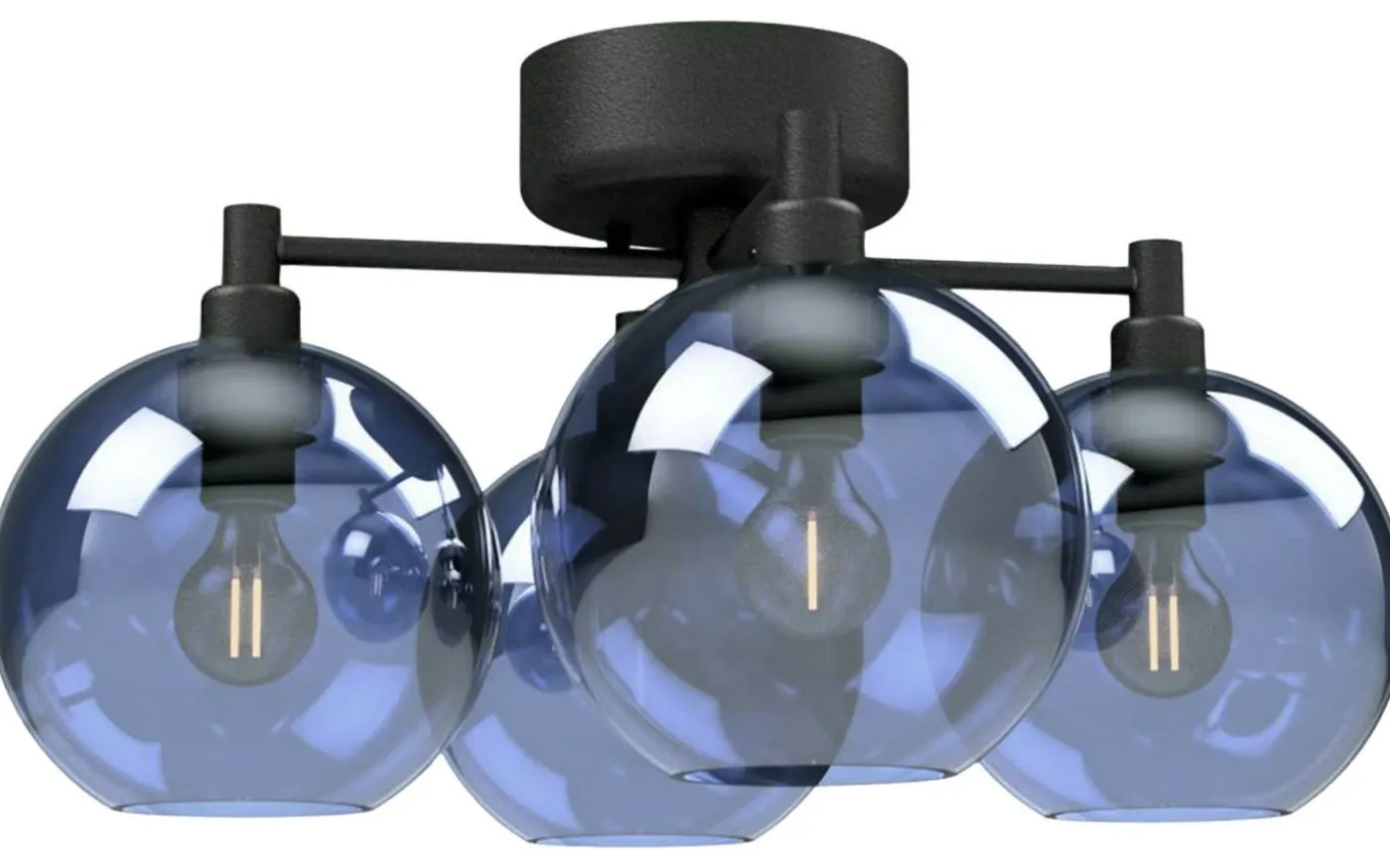Gloria Plafond 46cm 4L Svartstruktur/Blått Glas