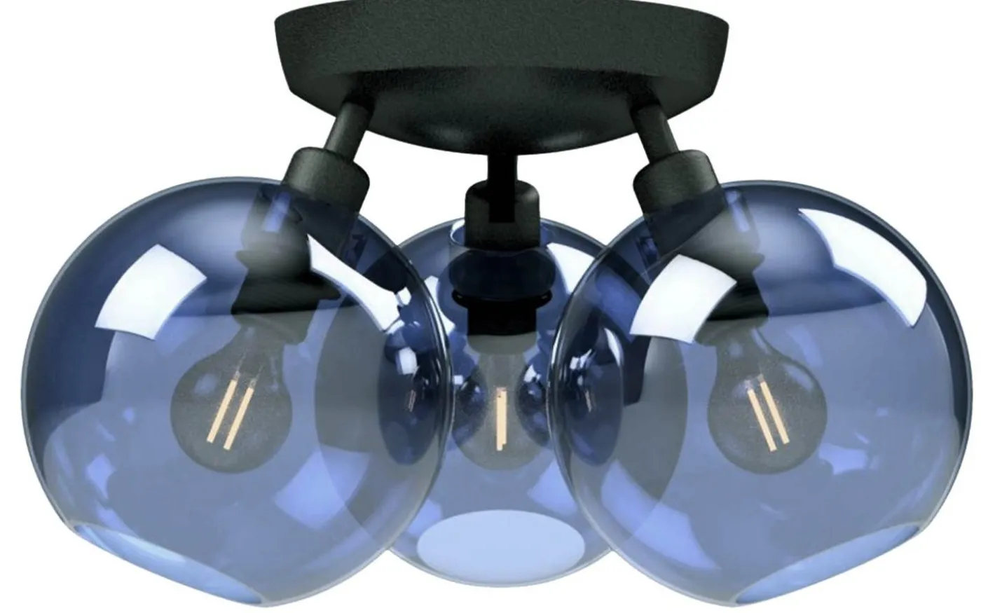 Gloria Plafond 33cm 3L Svartstruktur/Blått Glas