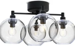 Gloria Plafond 46cm 4L Svartstruktur/Klart Glas