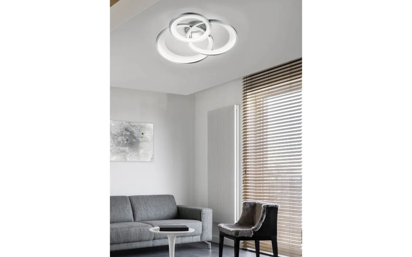 Granada Plafond LED 3-delad 71cm matt vit/krom