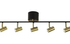 Gusto Takspotlight 80cm LED 5x5W 3000K Svart/Mässing