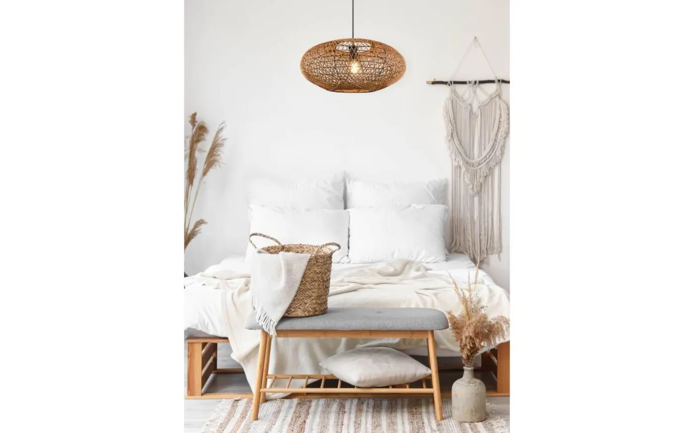 Hedda Takpendel 52cm E27 matt svart/sisal