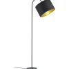 Hostel Golvlampa curve E27 matt svart/guld