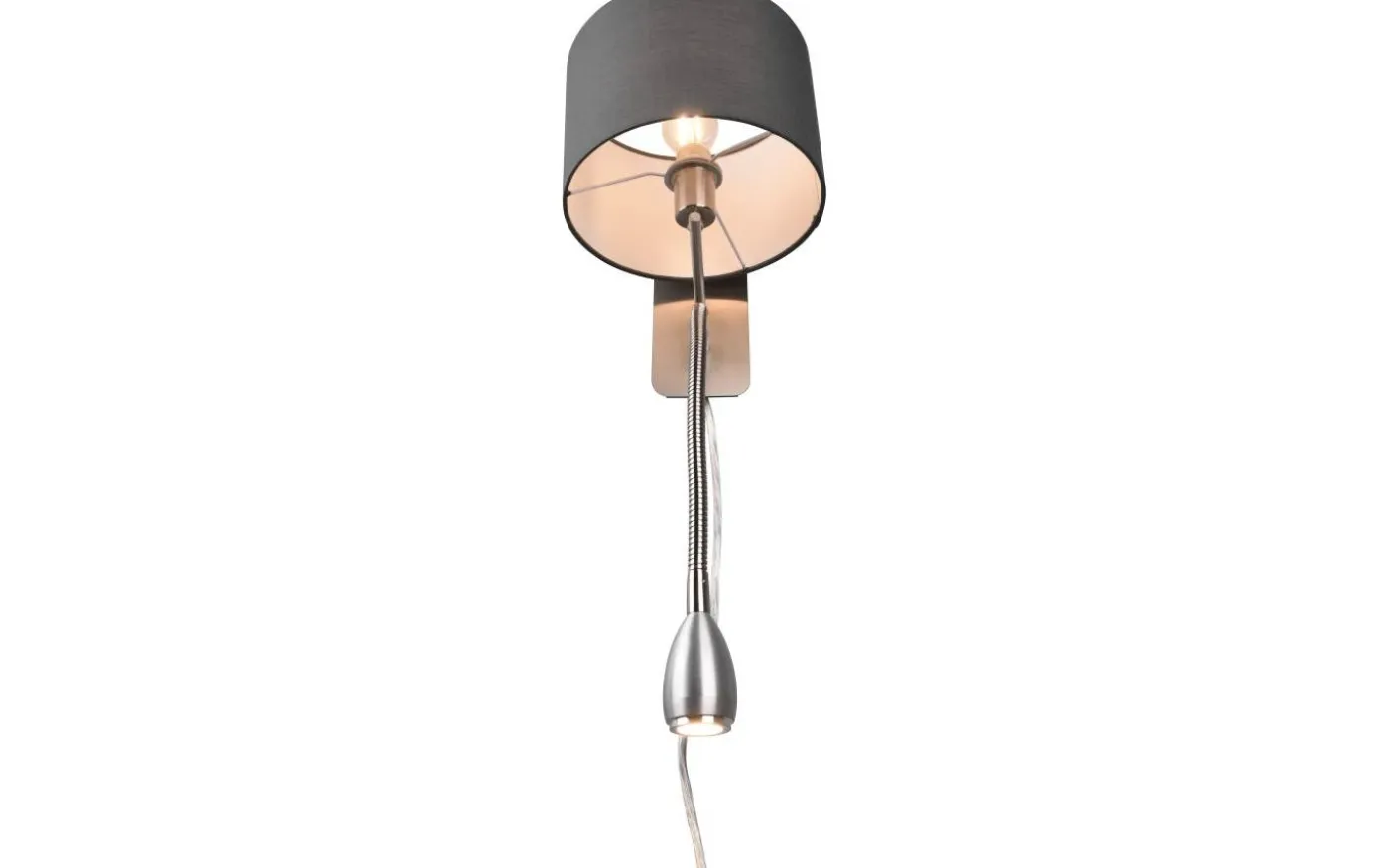 Hotell Vägglampa med läslampa E14 + LED grå