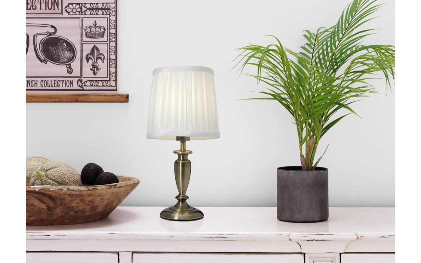 Ines Bordslampa 34cm Antik/Vit