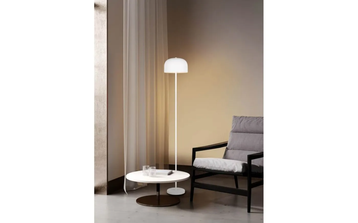 Jeff Golvlampa LED mattvit uppladdningsbar