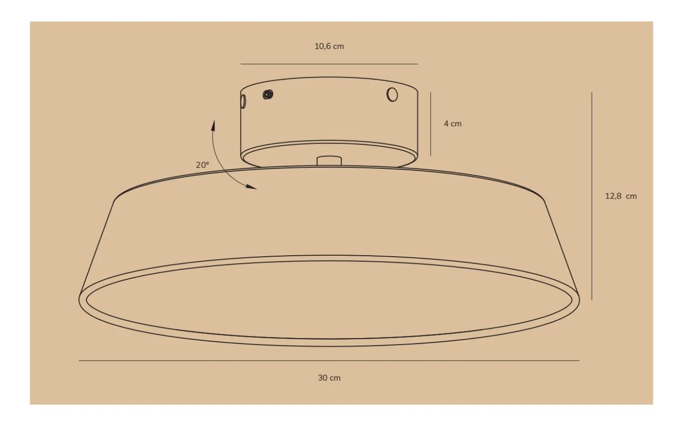 Kaito 2 Plafond 30cm LED 3000K 10,5W Grå
