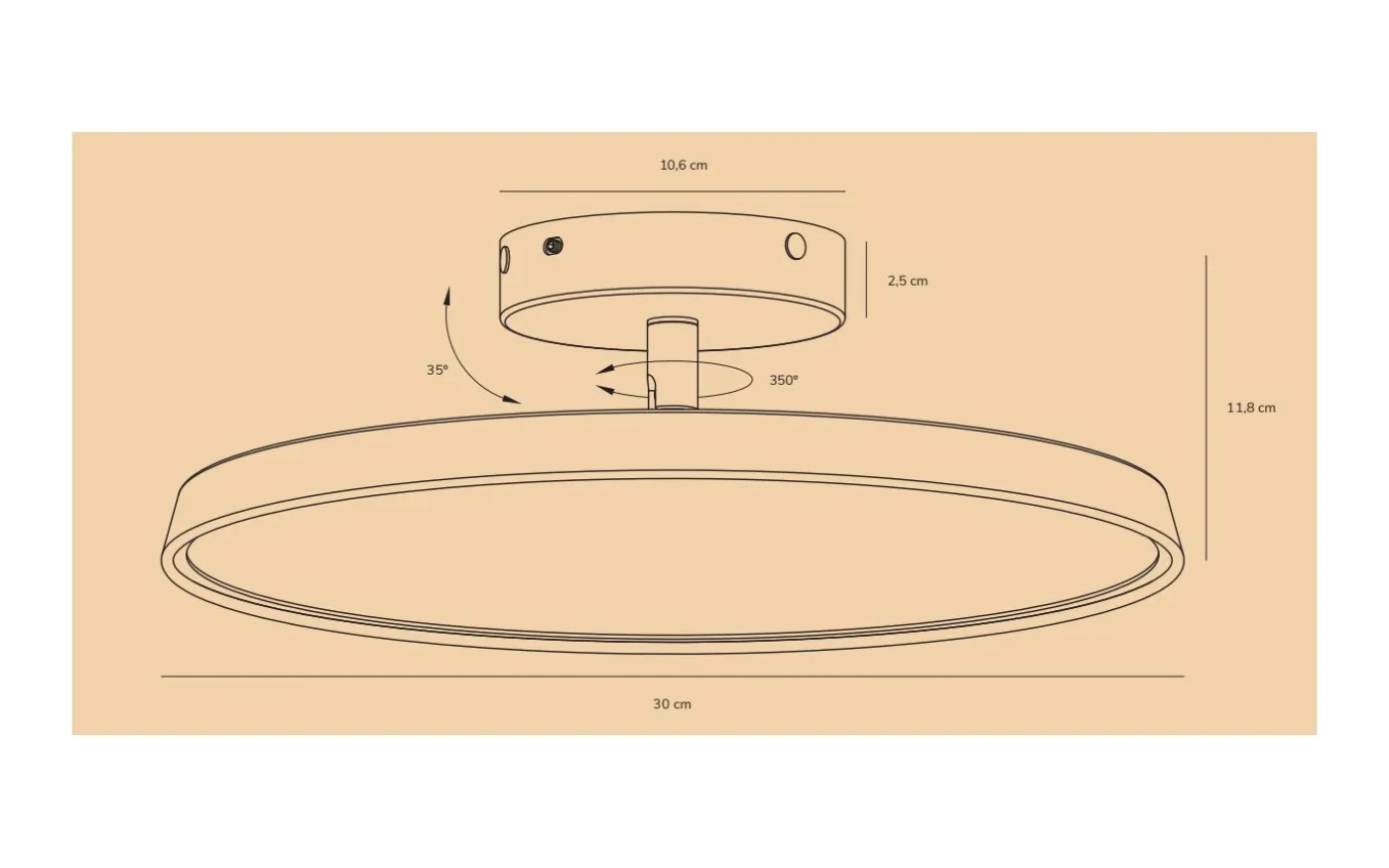 Kaito 2 Pro Plafond 30cm LED 3000K 15W Vit