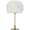 Largo Bordslampa Kullfjäder 50cm Vit/Guld