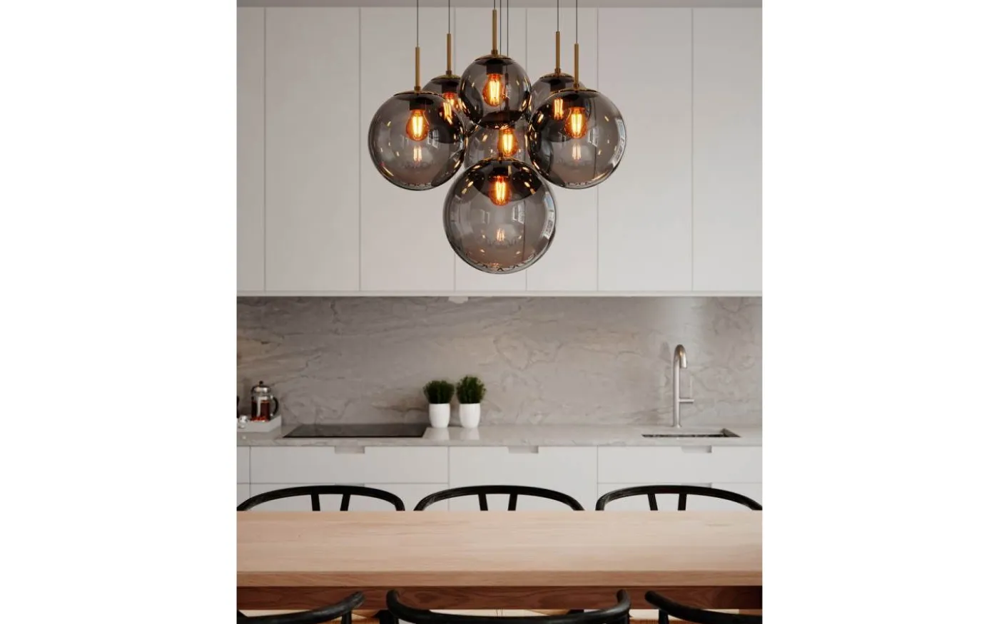 Laura Taklampa 53cm Svart/Rökgrå Glas