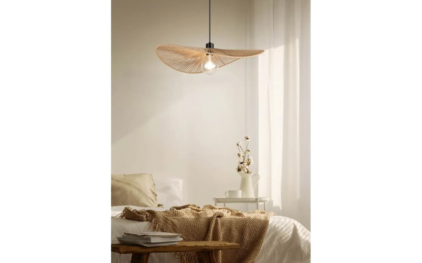 Laurine Taklampa 58cm E27 brun/pappersgarn