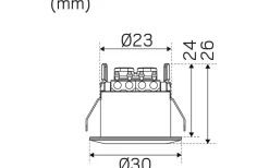 LED-Spot för fönstersmygar 30mm, 3000K 60lm 1,3W 350mA Vit