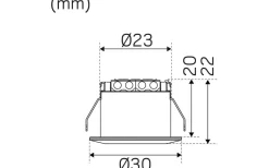 LED-Spot för fönstersmygar 30mm, 2700K 60lm 1,3W 350mA Svart