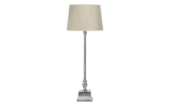 Linné Bordslampa 80cm Krom med lampskärm Sofia Natur