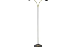 Ljusdal Golvfot 140cm 2L Svart/Matt Mässing Ex. Lampskärmar