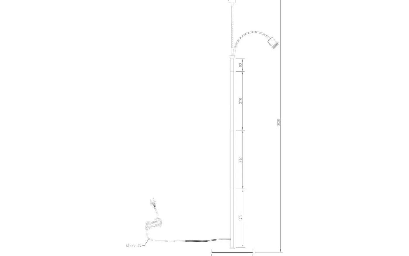 Ljusdal Golvfot 140cm 2L Svart/Matt Mässing Ex. Lampskärmar
