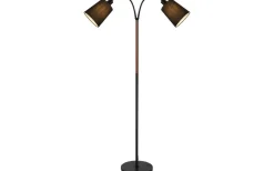 Ljusdal Golvlampa 140cm 2L Svart/Valnöt Ink. Lampskärmar