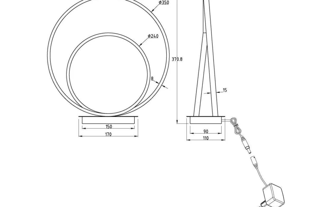 Loop Bordslampa 37cm 3-steg DIM LED 14W 3000K Stål