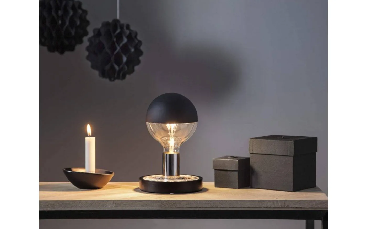 Magic Bordslampa E27 9cm Krom/Svart