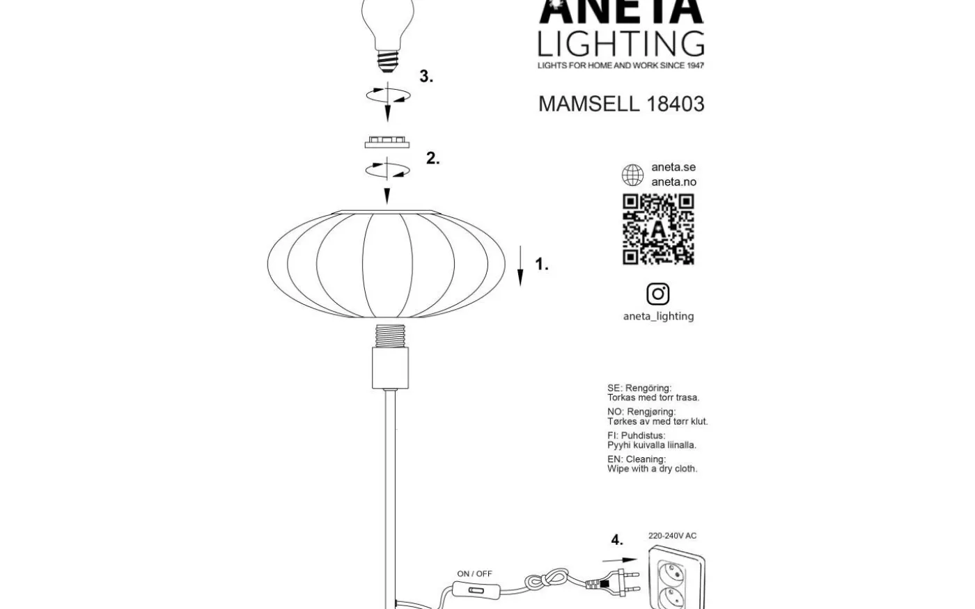 Mamsell Bordslampa 45cm Krom/Vit