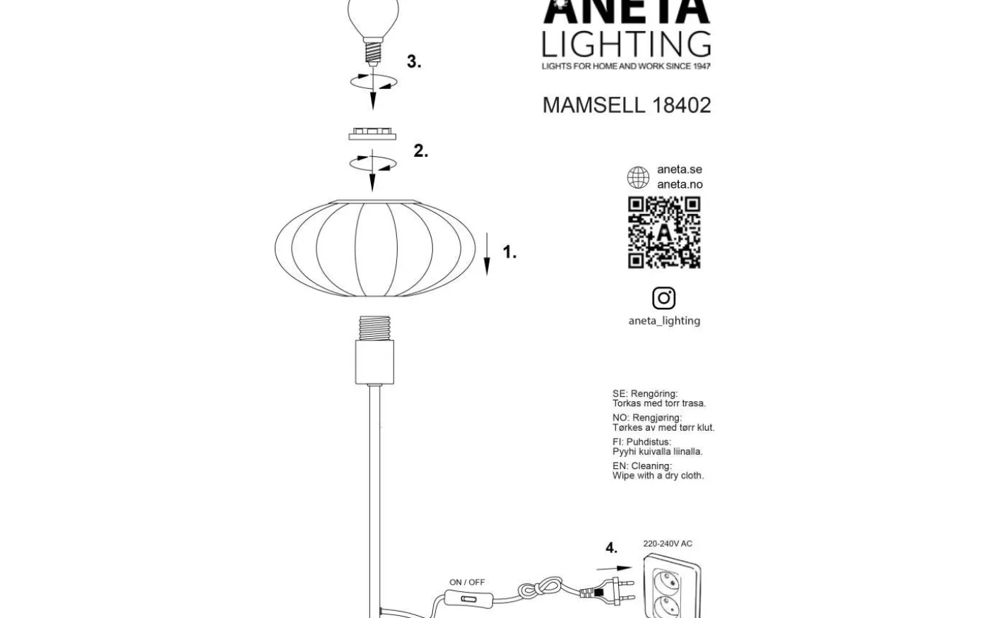 Mamsell Bordslampa 37cm Krom/Vit