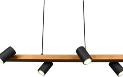 Marley Takpendel 4-delat 80cm GU10 matt svart/trä