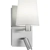 Marriot Vägglampa E27 + LED borstat stål/vit