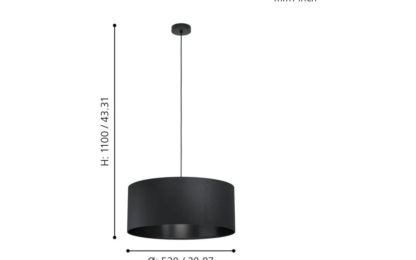 Maserlo 1 Taklampa 53cm Svart