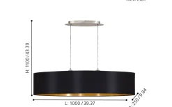 Maserlo Taklampa 100cm Svart/Guld