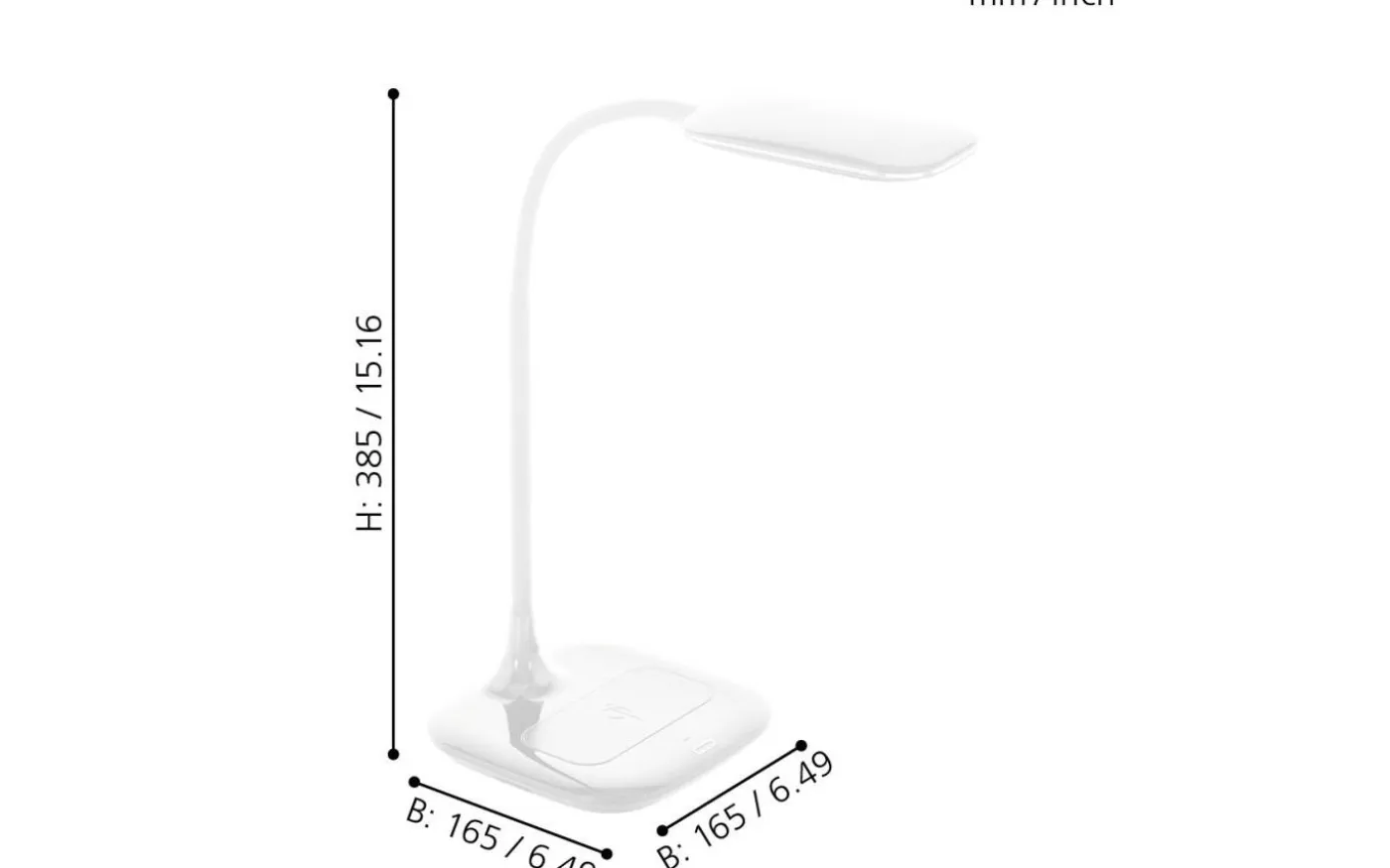 Masserie Skrivbordslampa 39cm QI-laddare LED 4000K 3,4W Vit