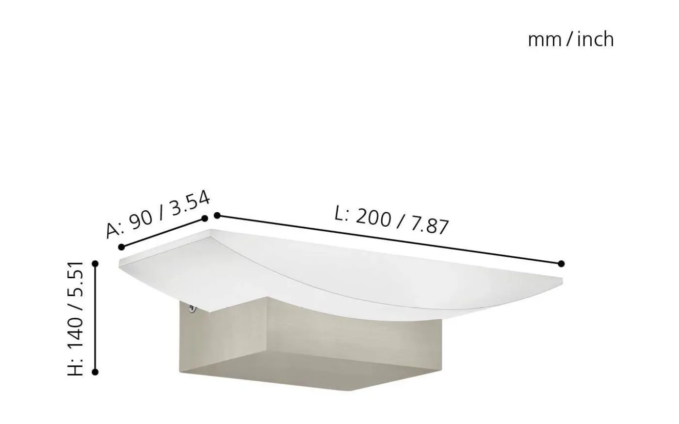 Metrass Vägglampa LED 3000K 5,6W Nickel