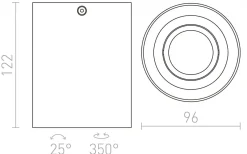 Milano I Takspotlight 9,5cm Svart/Aluminium